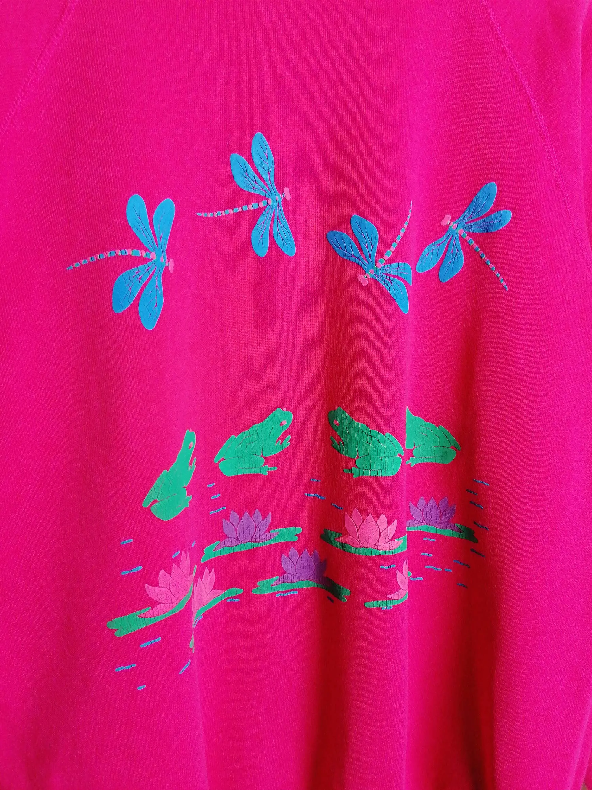 80's 90's HANES Sweatshirt Puff Print Frogs - size M-L