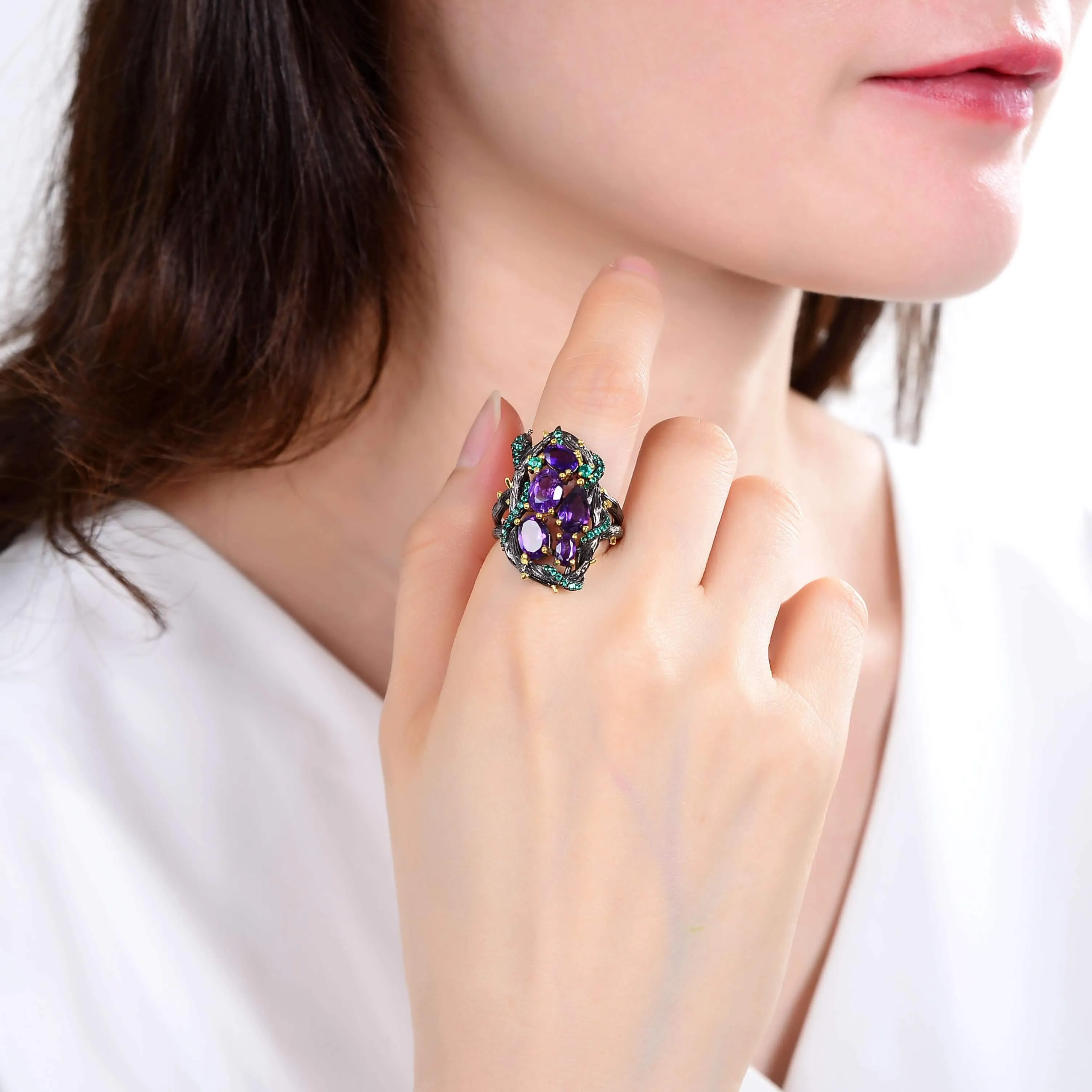 Amethyst Snake Statement Ring