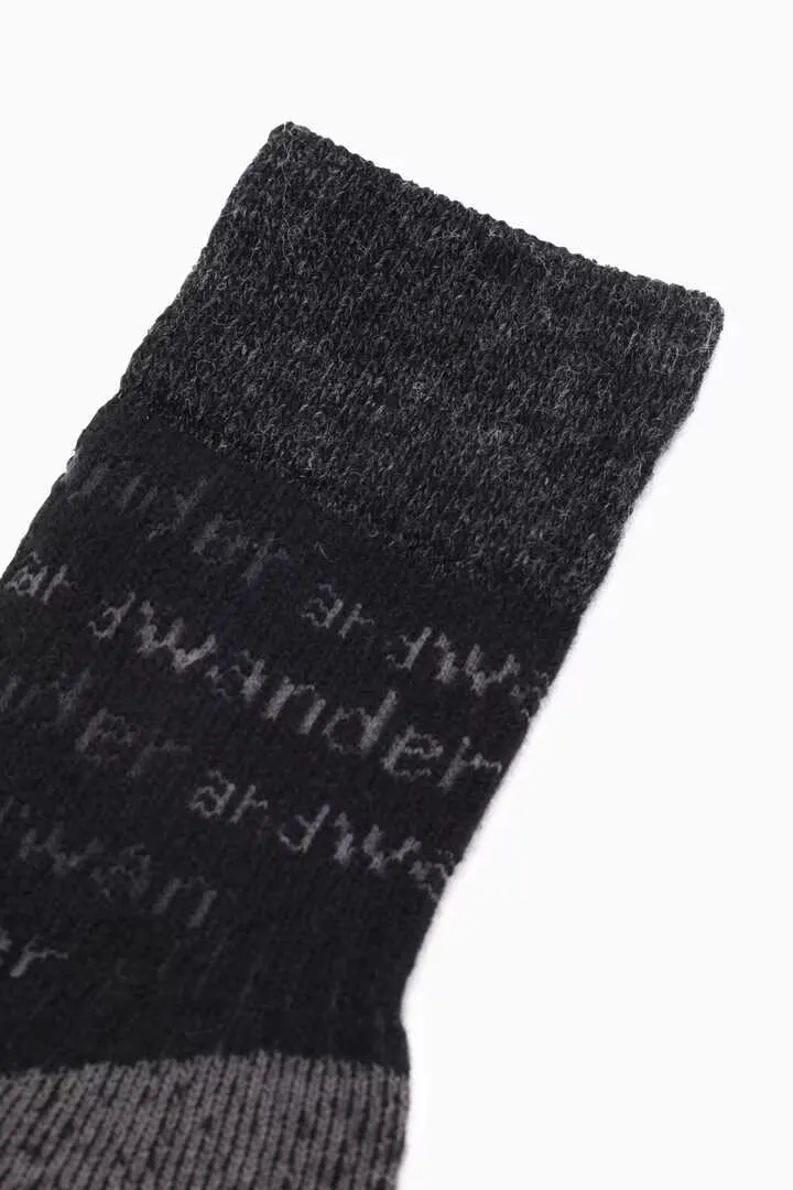 And Wander Wool Socks Black (men)