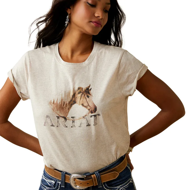 'Ariat' Women's Caballo T-Shirt - Oatmeal Heather