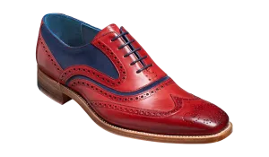 Barker McClean Classic Full Brogue Oxford Shoe - Red Hand Painted / Navy