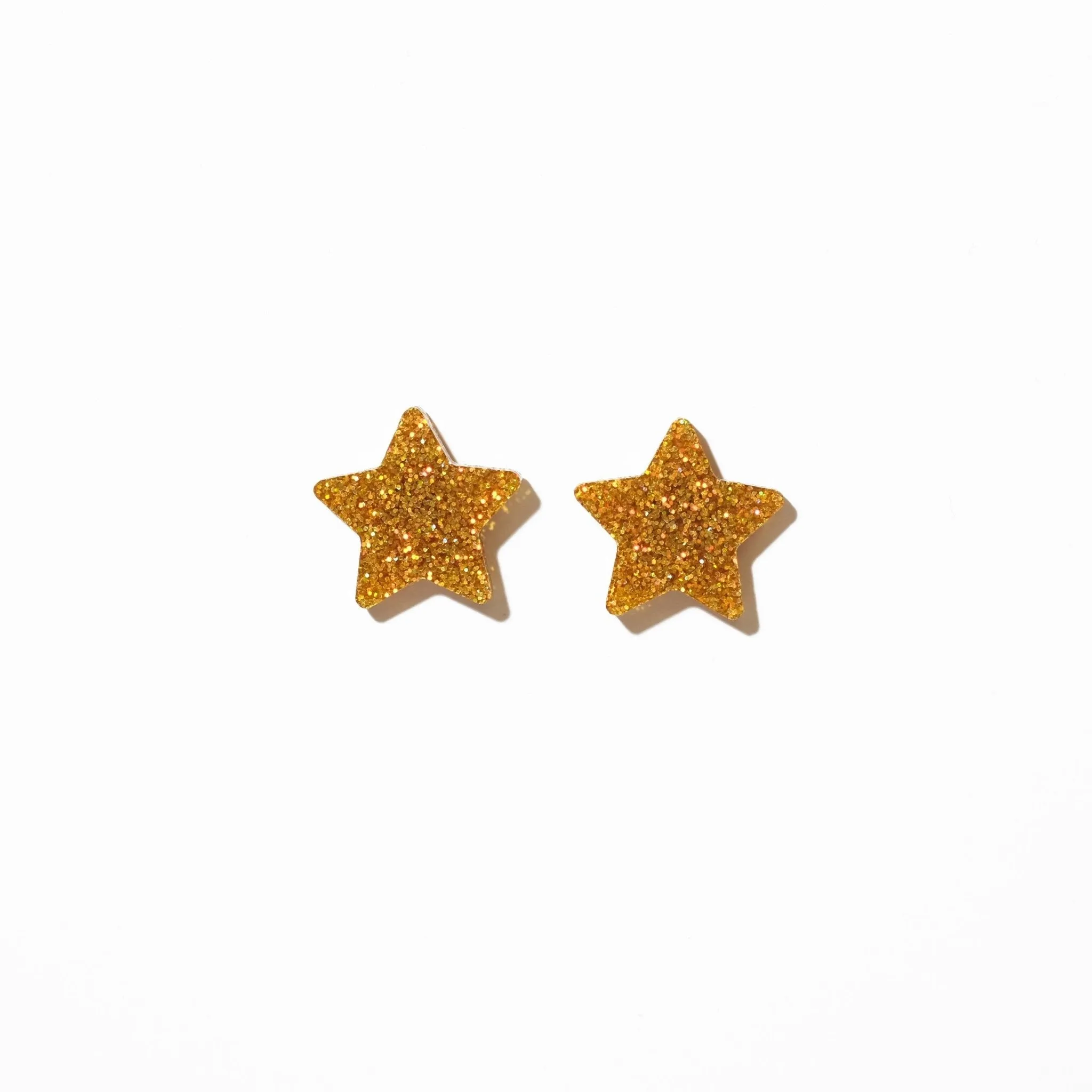 Big Star Stud Earrings - Iridescent Gold Glitter