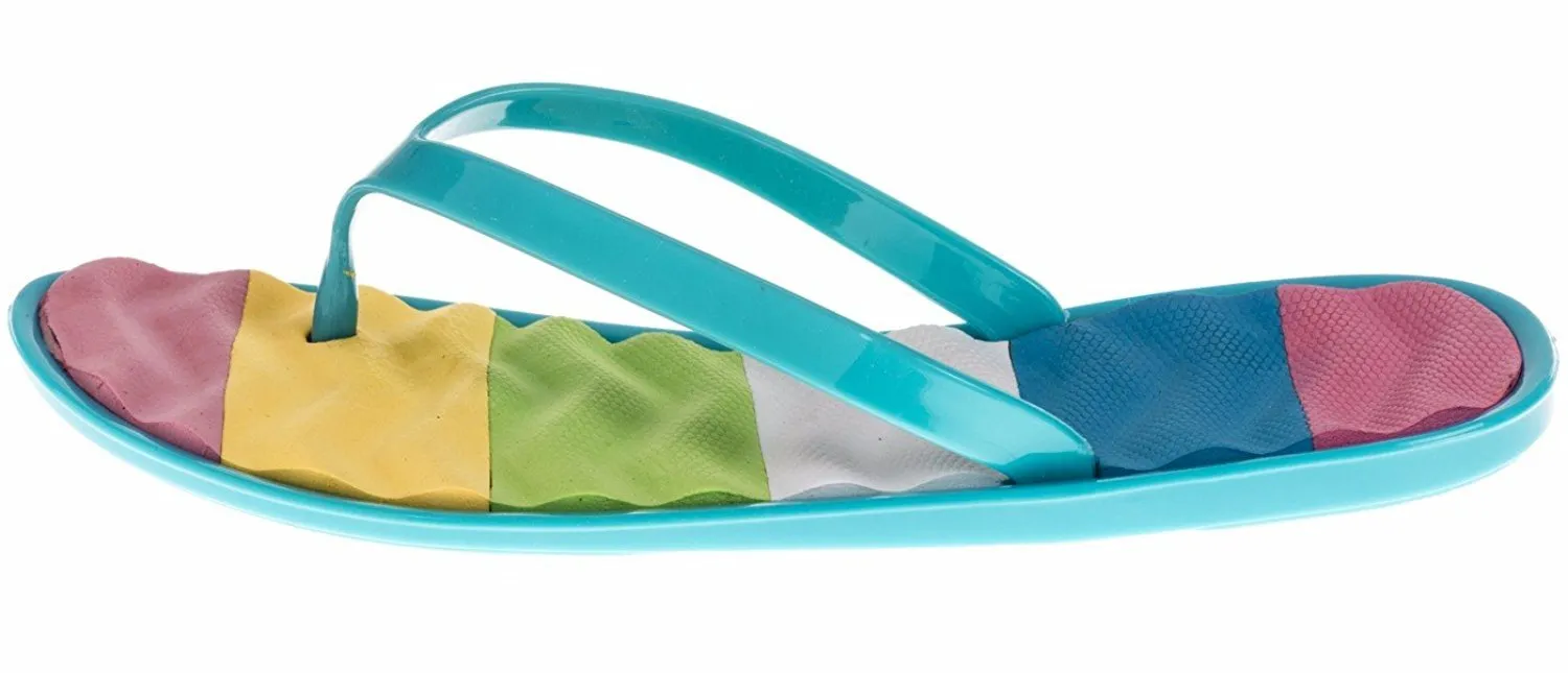 Chatties Girls Jelly Flip Flops - Turquoise, Size 3 / 4 (More Colors and Sizes Available)