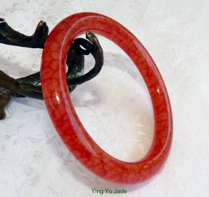 Chicken Blood Red Classic Round Chinese Jade Bangle Bracelet 57mm  (NJ-2665)