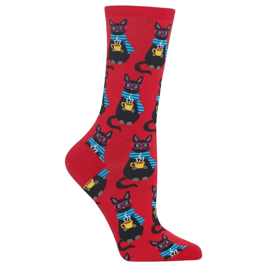 Coffee Cat Socks Women's Crew Socks