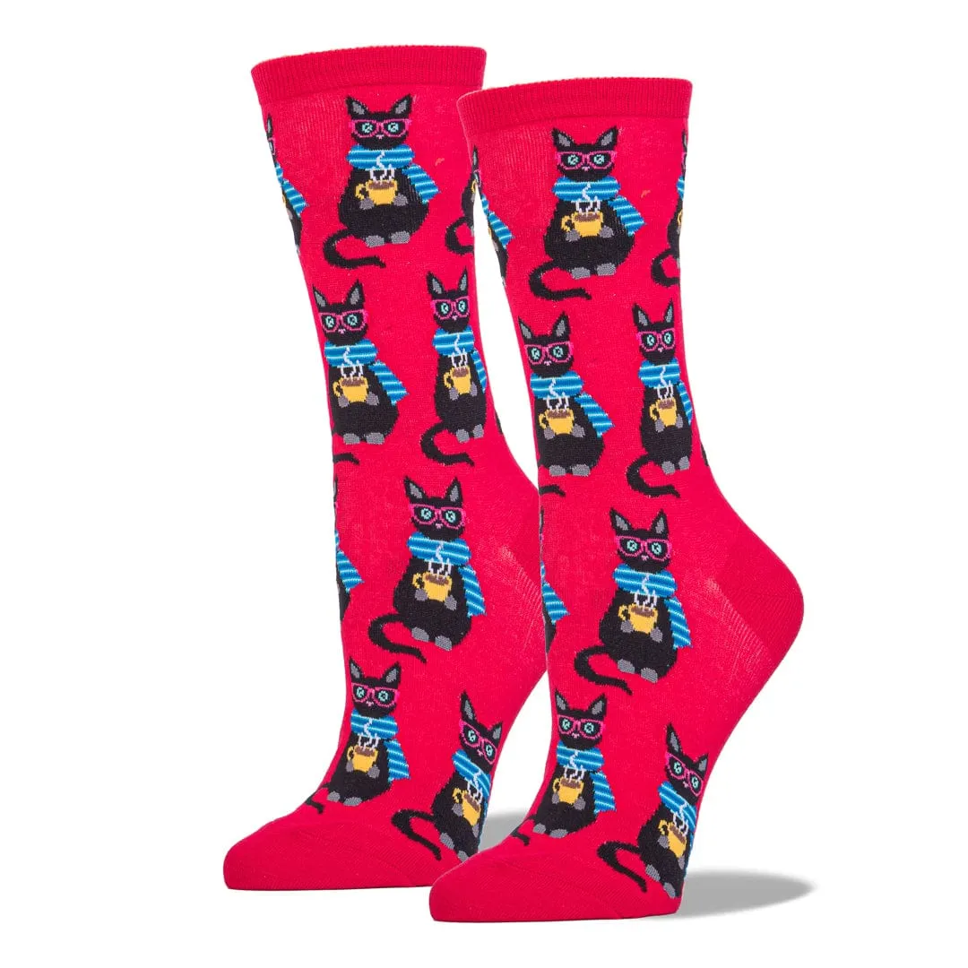 Coffee Cat Socks Women's Crew Socks