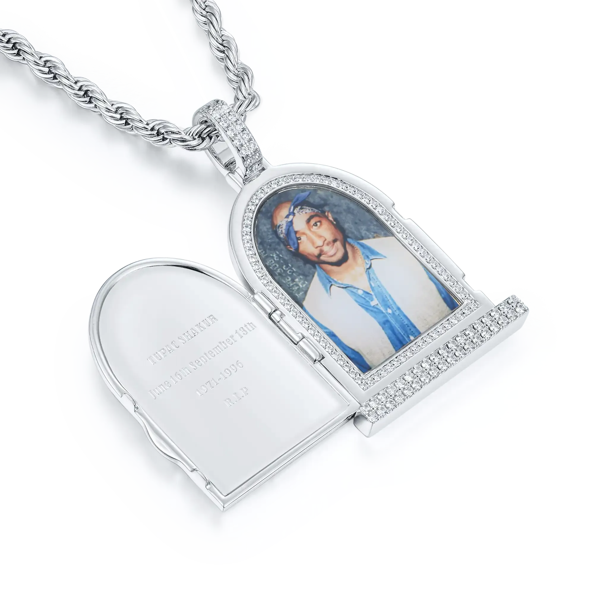 Personalized Custom Flip Tombstone Photo Pendant - Unique Memorial Keepsake Jewelry