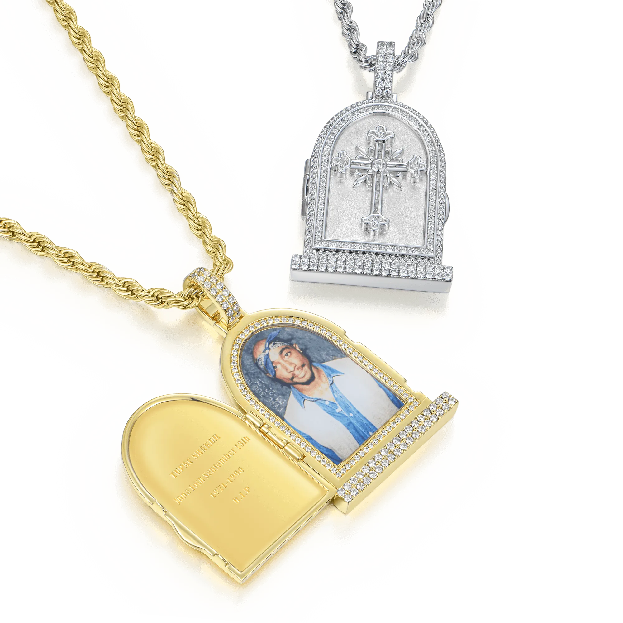 Personalized Custom Flip Tombstone Photo Pendant - Unique Memorial Keepsake Jewelry