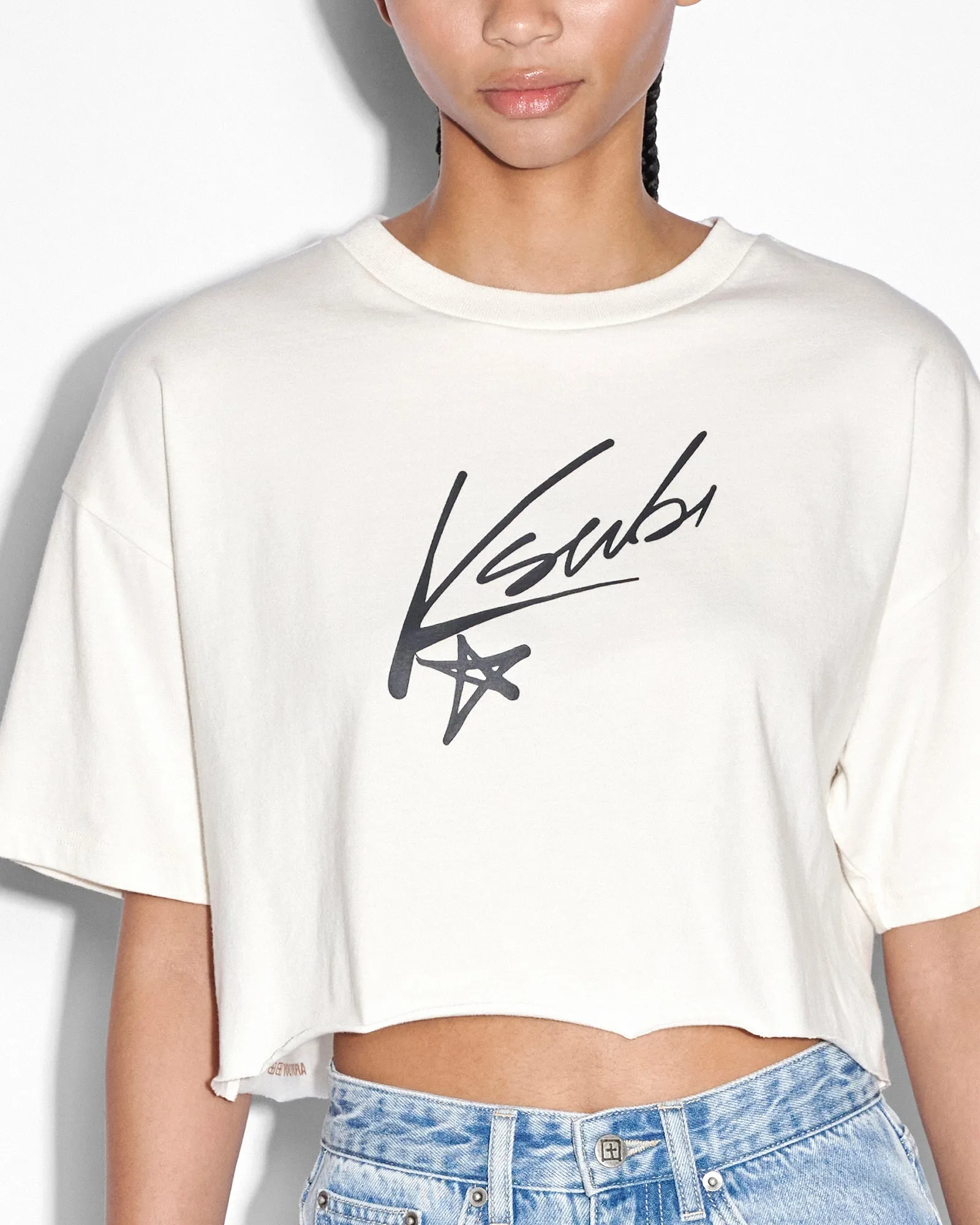 KSUBI Sprayed OH G Crop SS Tee White