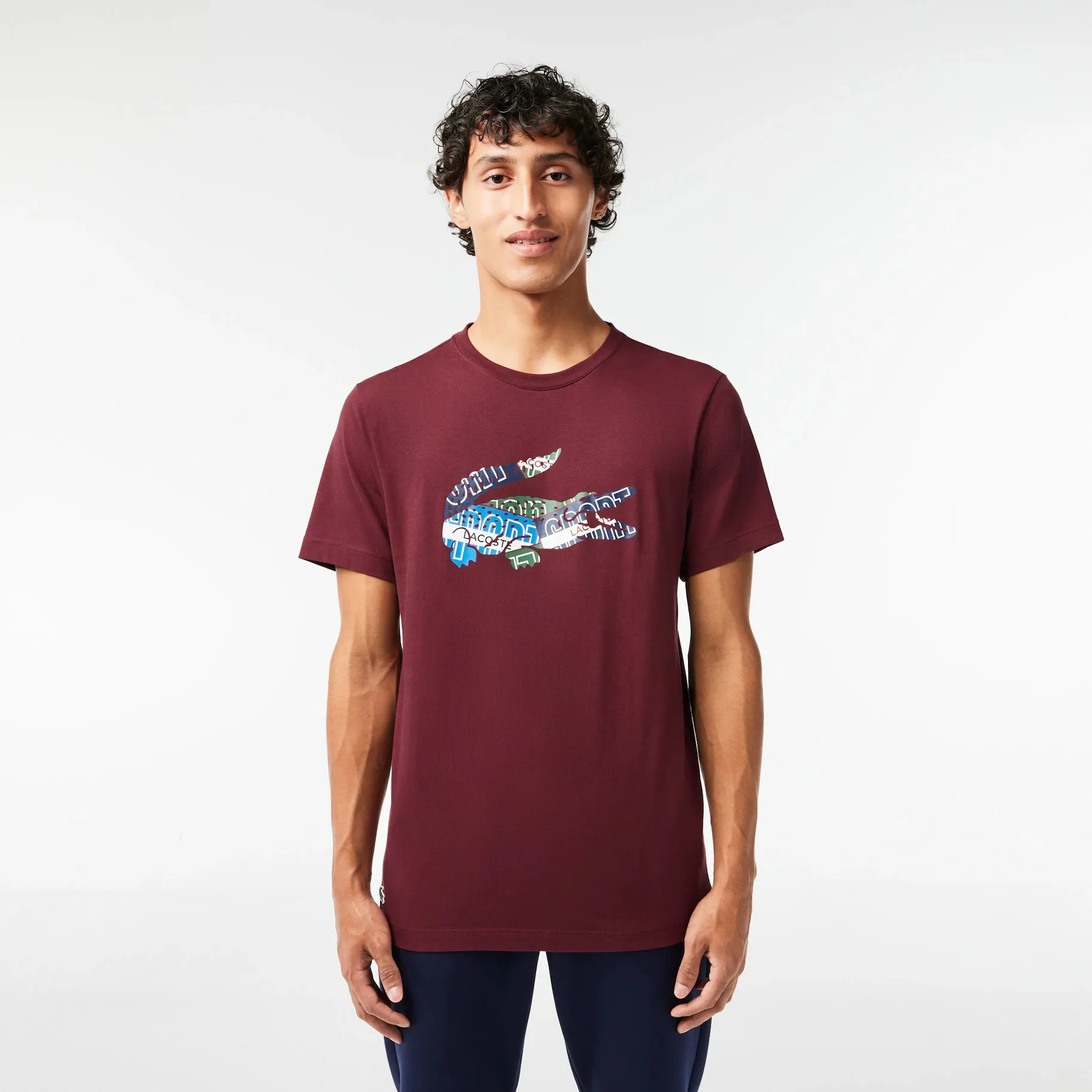 LACOSTE Cotton Jersey Sport T-shirt - Burgundy