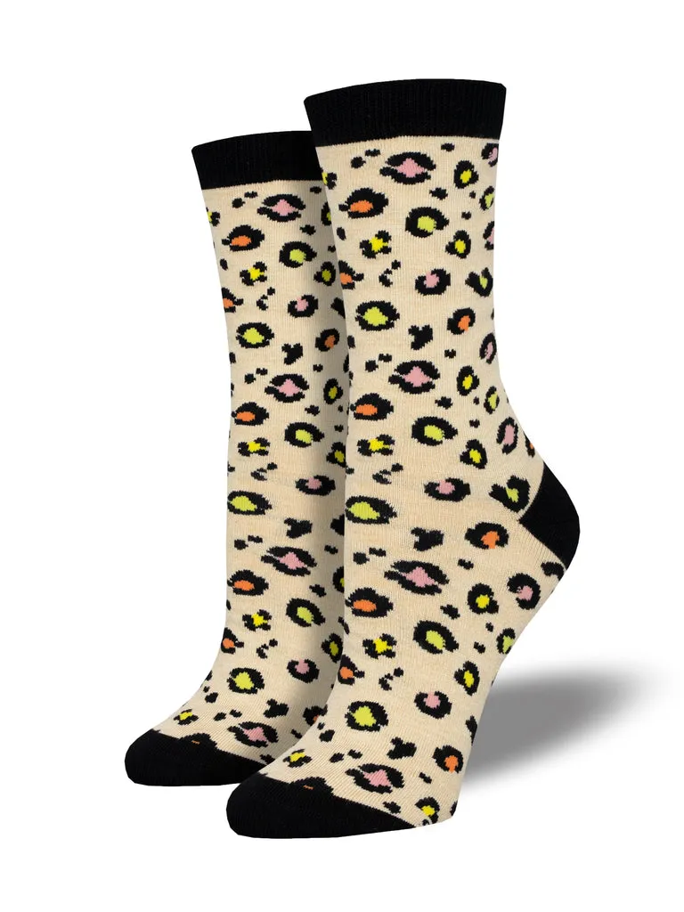 Ladies Bamboo Leopard Print Socks