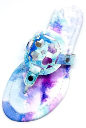 LULU SANDALS IN BLUE & PURPLE TIE DYE