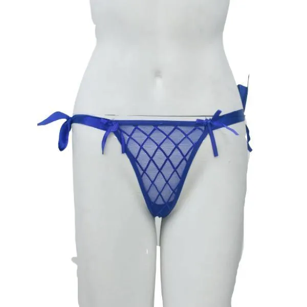 Net & Lace Tie-up Thong G-String Pantyn For Women