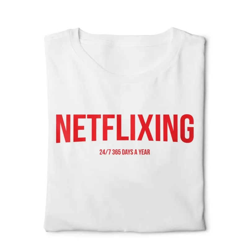 Netflixing - Digital Graphics Basic T-shirt White