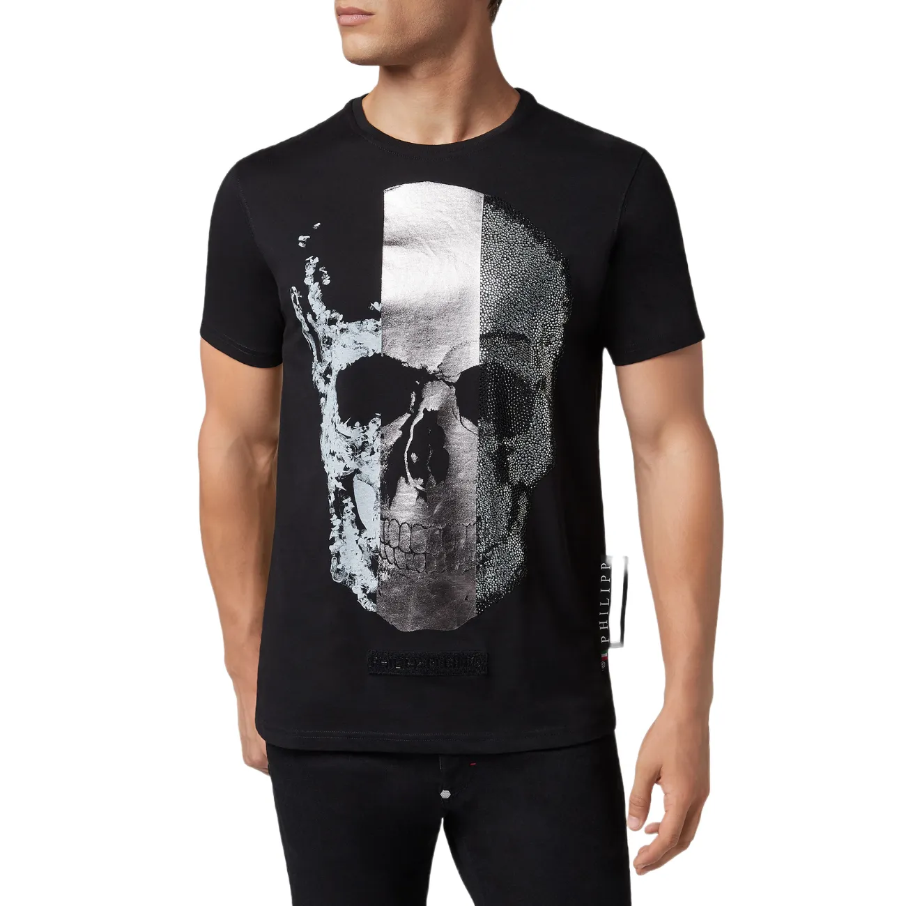 Philipp Plein Platinum Cut Round Neck Skull Men's T-Shirt