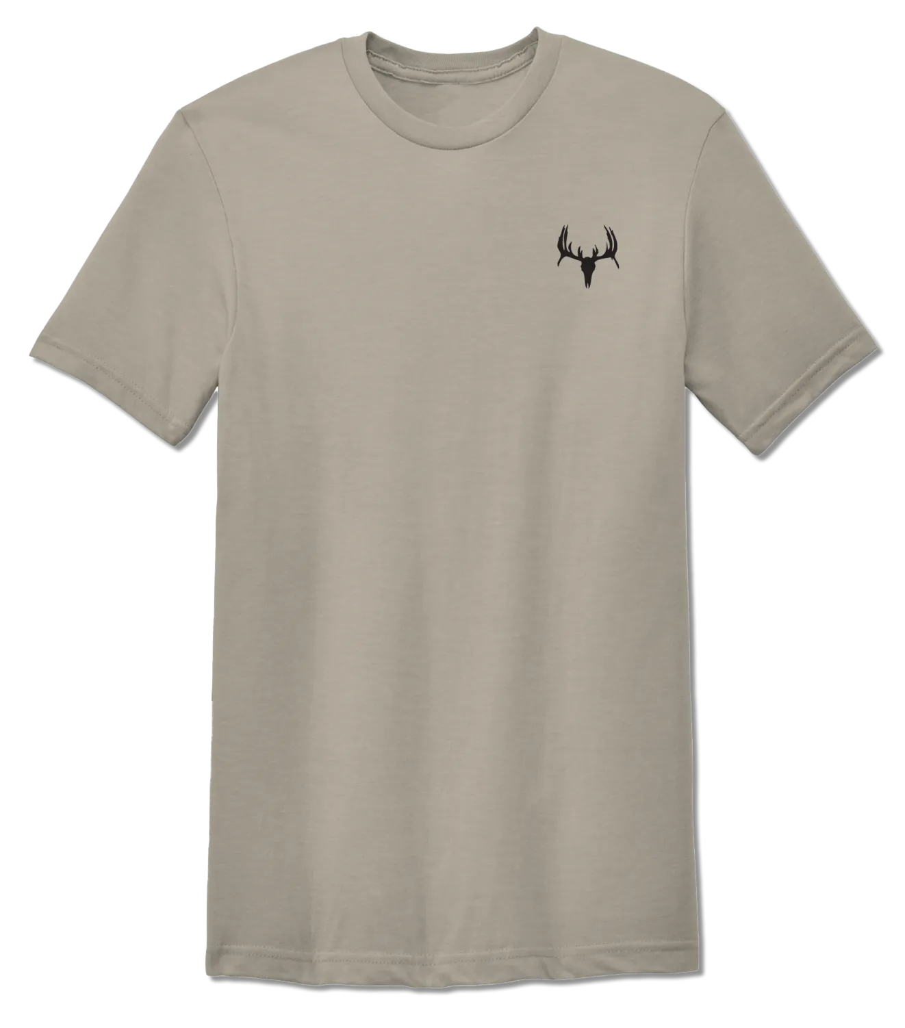 Premium Slate Super Soft Tee: 60% Cotton, 40% Polyester with Camouflage Deer Design