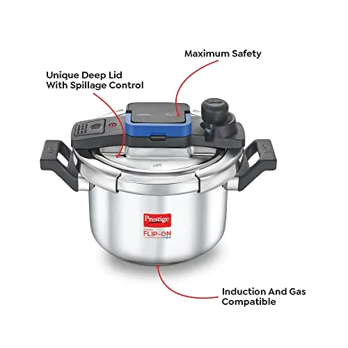 Prestige Svachh FLIP-ON MiniSS Pressure Cooker 18 cm-3 L with Glass Lid