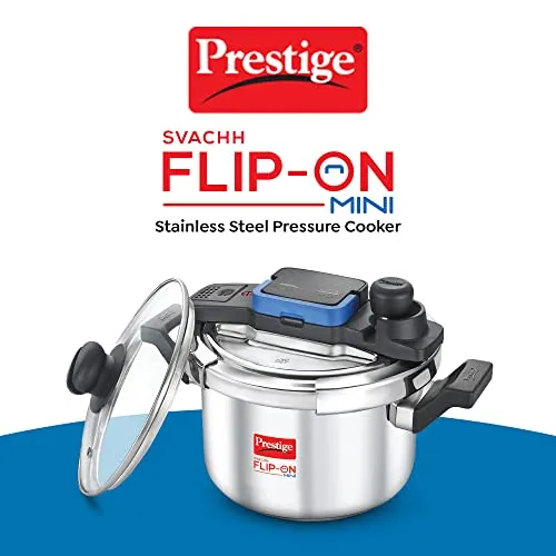 Prestige Svachh FLIP-ON MiniSS Pressure Cooker 18 cm-3 L with Glass Lid