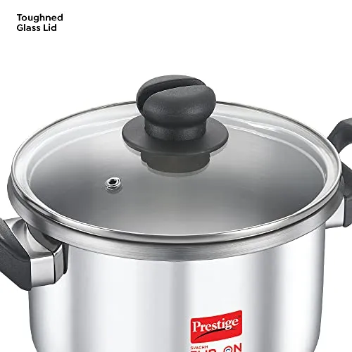 Prestige Svachh FLIP-ON MiniSS Pressure Cooker 18 cm-3 L with Glass Lid