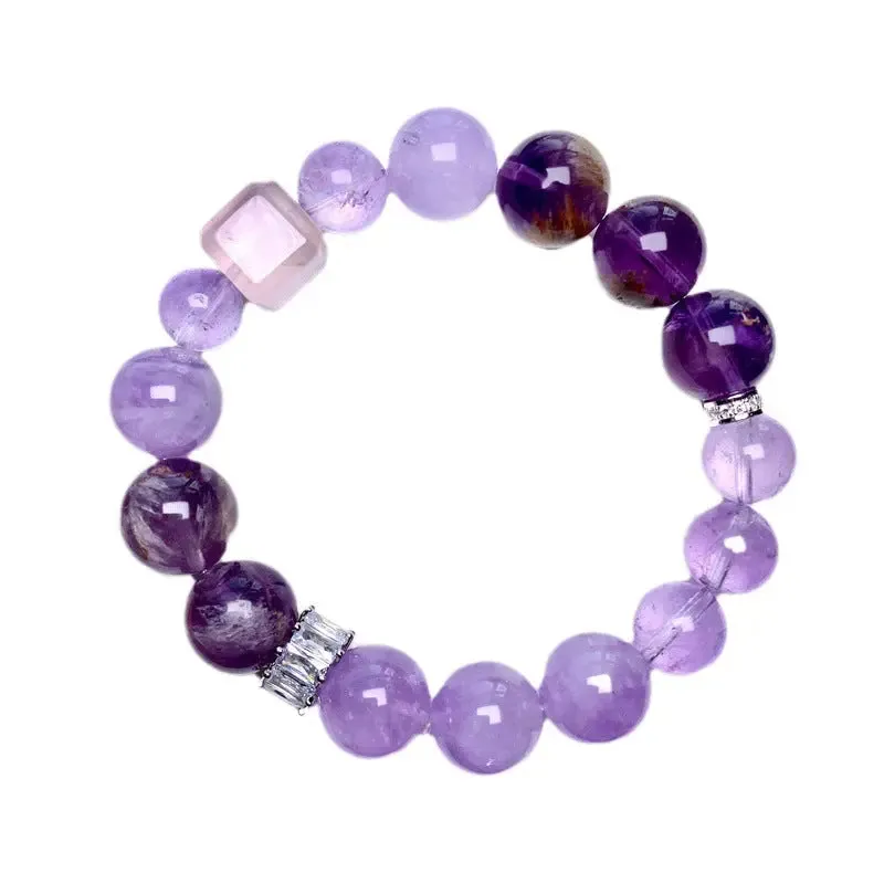 Purple Phantom Quartz &Bracelet Lavender Amethyst