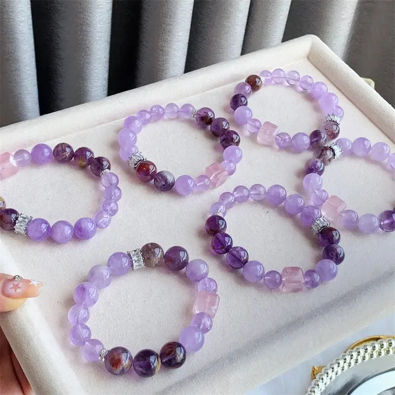 Purple Phantom Quartz &Bracelet Lavender Amethyst