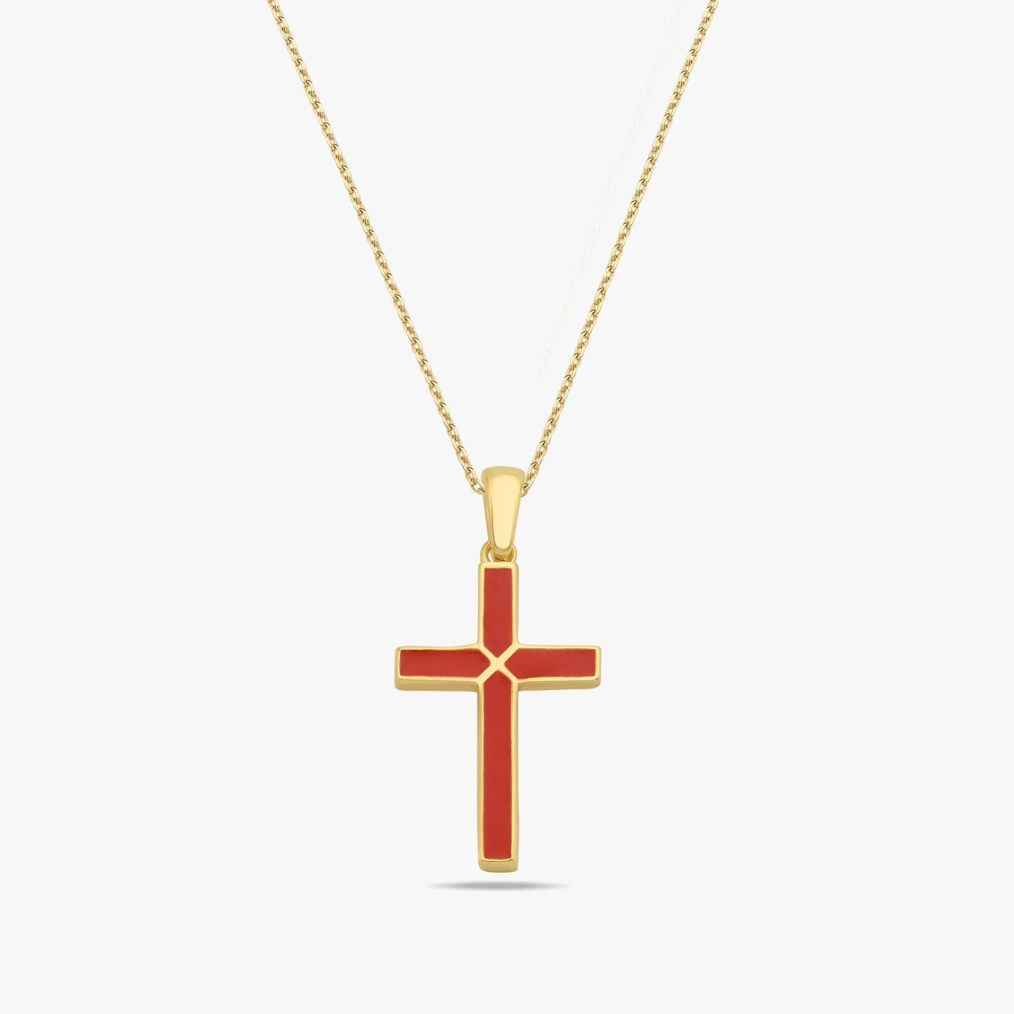 Red Cross Necklace| 14K Gold Vermeil