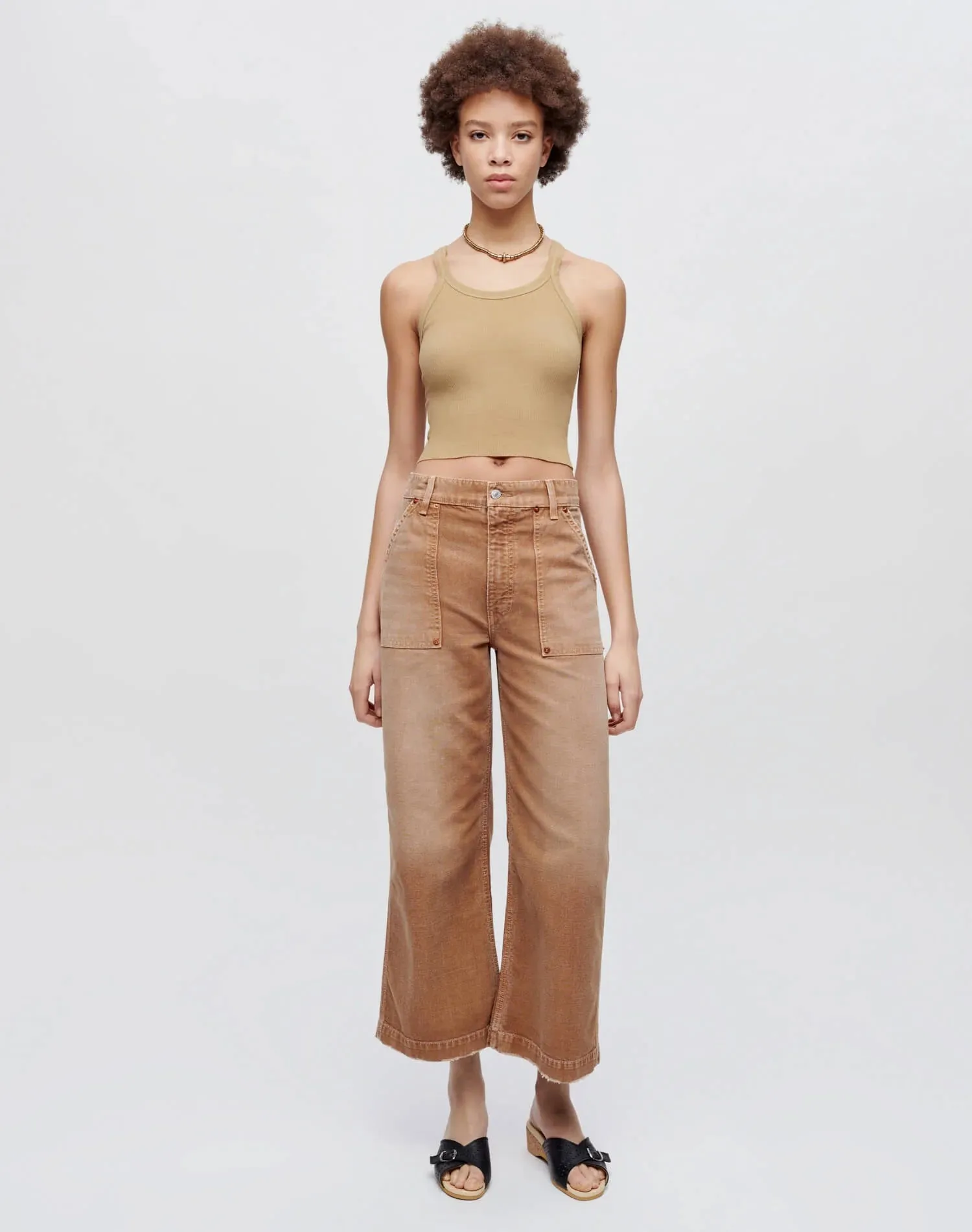 RE/DONE X Hanes Cropped Ribbed Tank