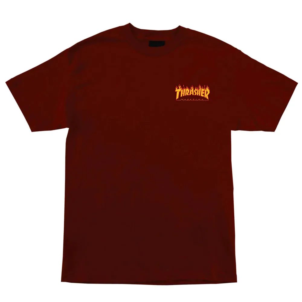 SANTA CRUZ x THRASHER Flame Dot Santa Cruz Men's T-Shirt - Burgundy