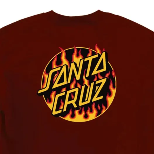 SANTA CRUZ x THRASHER Flame Dot Santa Cruz Men's T-Shirt - Burgundy