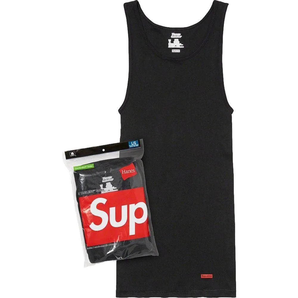 SUPREME HANES TAGLESS TANK TOP (3 PACK)-BLACK