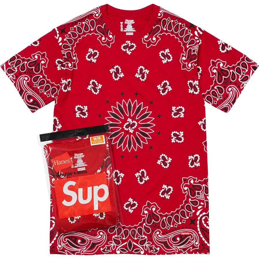 Supreme/Hanes Bandana Tagless Tees (2 Pack) Red