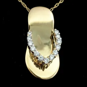 The Boone - Estate Diamonds 14k Gold Flip Flop Pendant on Chain by