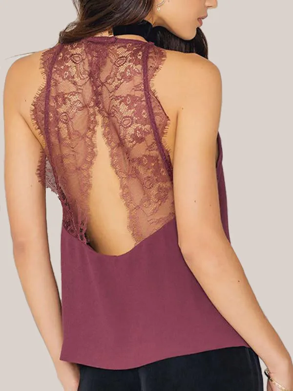 Women Sleeveless Lace Tank Top