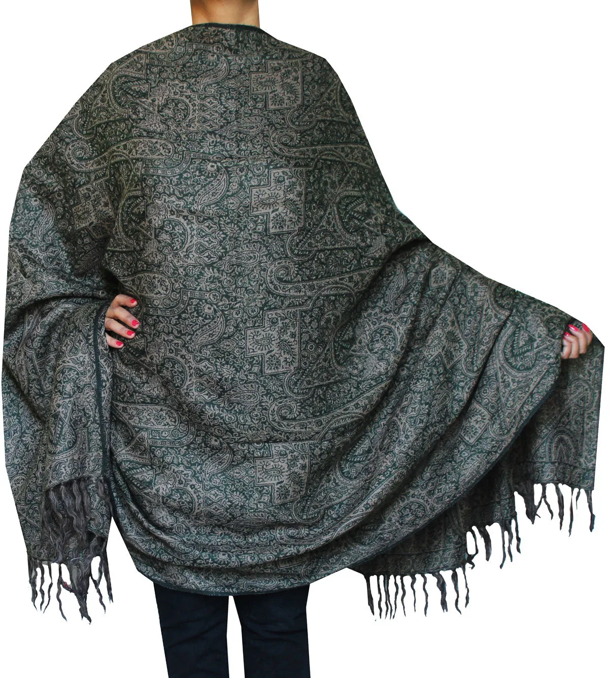 Women's Paisley Wool Shawl Wrap Gift India Clothing (82 x 42 inches)