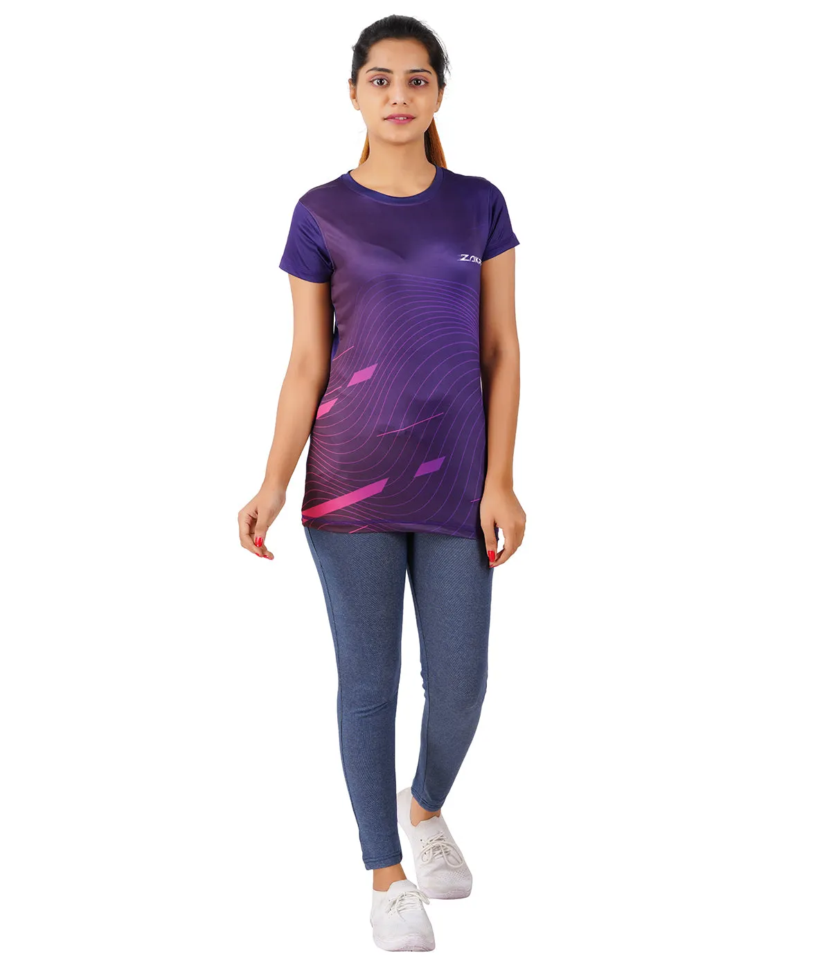 ZAKPRO Sports Tees for Women (Purple Wave)